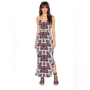 FREE PEOPLE "Serves You Right" maxi dress boho geometric pattern racerback Sz 2